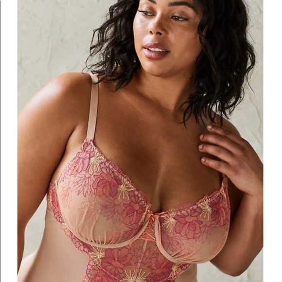 Torrid Curve Other - Torrid Curve Nude Floral Embroidered Mesh Chemise lingerie, Size 0